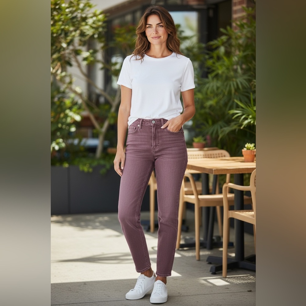 Paige Hoxton Skinny Ankle Jeans Womens 28 Pink Wash High Rise